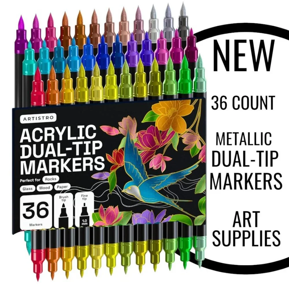 NEW Art Supplies Brush Metallic Markers Pens for Adult Coloring Books School 36